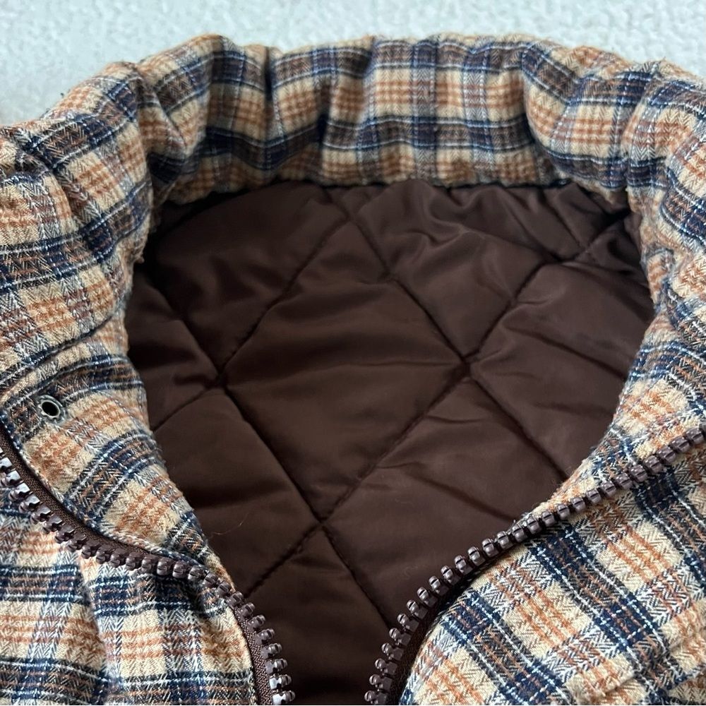 Shein Flannel Quilted Plaid Puffer Cropped  Women's Shacket Jacket Coat Size M - Picture 12 of 16